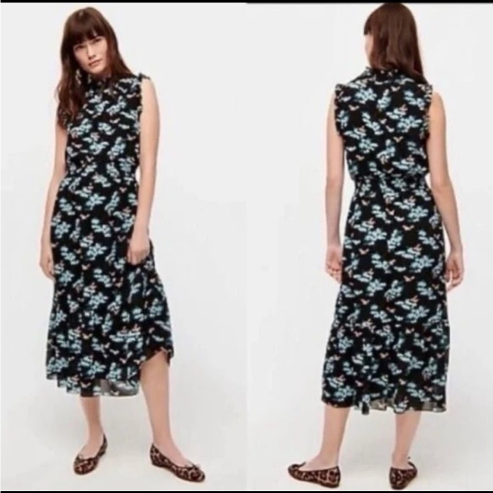 J. Crew Women’s Mock Neck Ruffle Midi Dress Floral Print size M